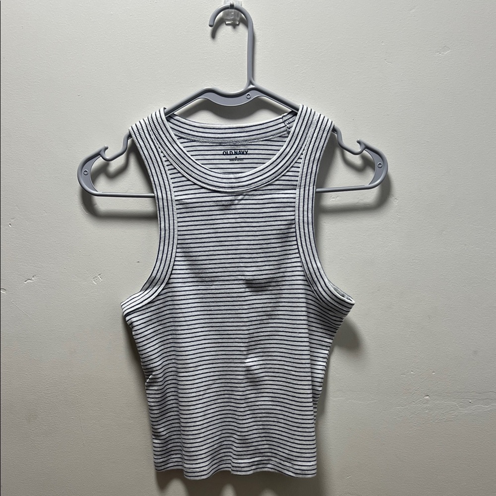 Women’s Old Navy Navy Blue and White Striped Tank Top Size M
